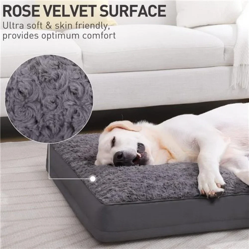Dog Crate Bed Waterproof Dog Beds for Medium Dogs Rose Velvet Soft Fluffy